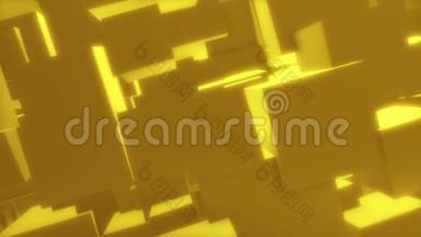 黄金立方体1/1080p迷人的几何三维视频背景循环